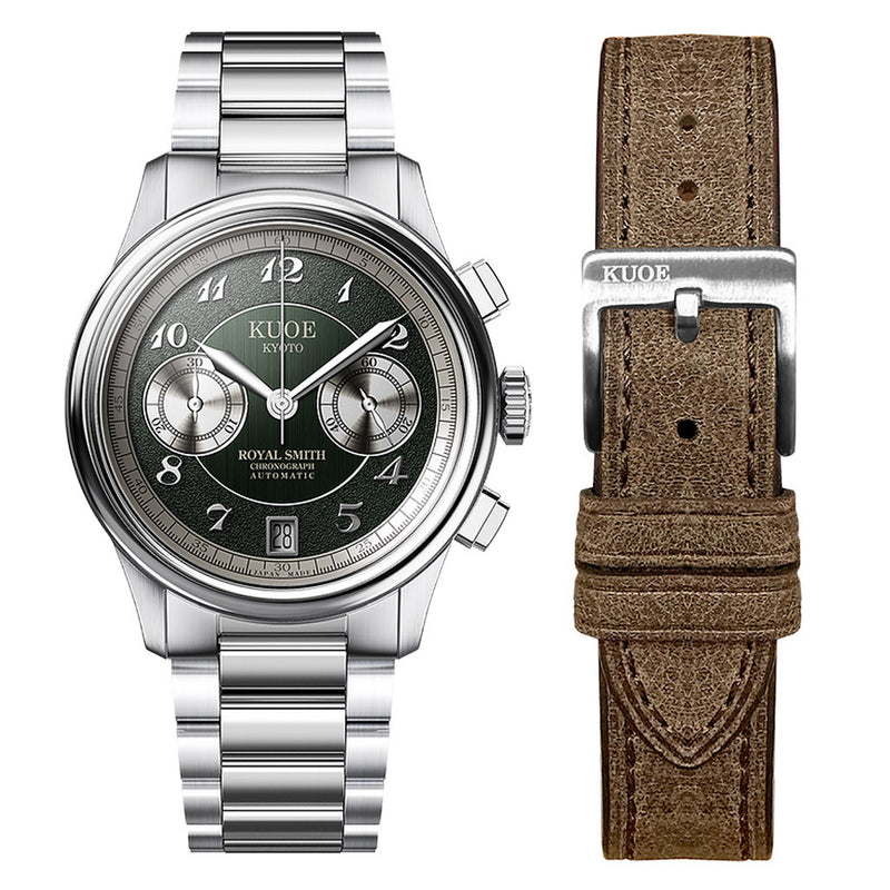 KUOE ROYAL SMITH 90-012 Automatic Chronograph with Green Dial #RS90012-GR-FLAT