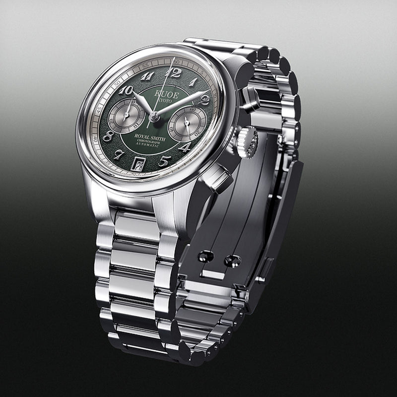 KUOE ROYAL SMITH 90-012 Automatic Chronograph with Green Dial #RS90012-GR-FLAT