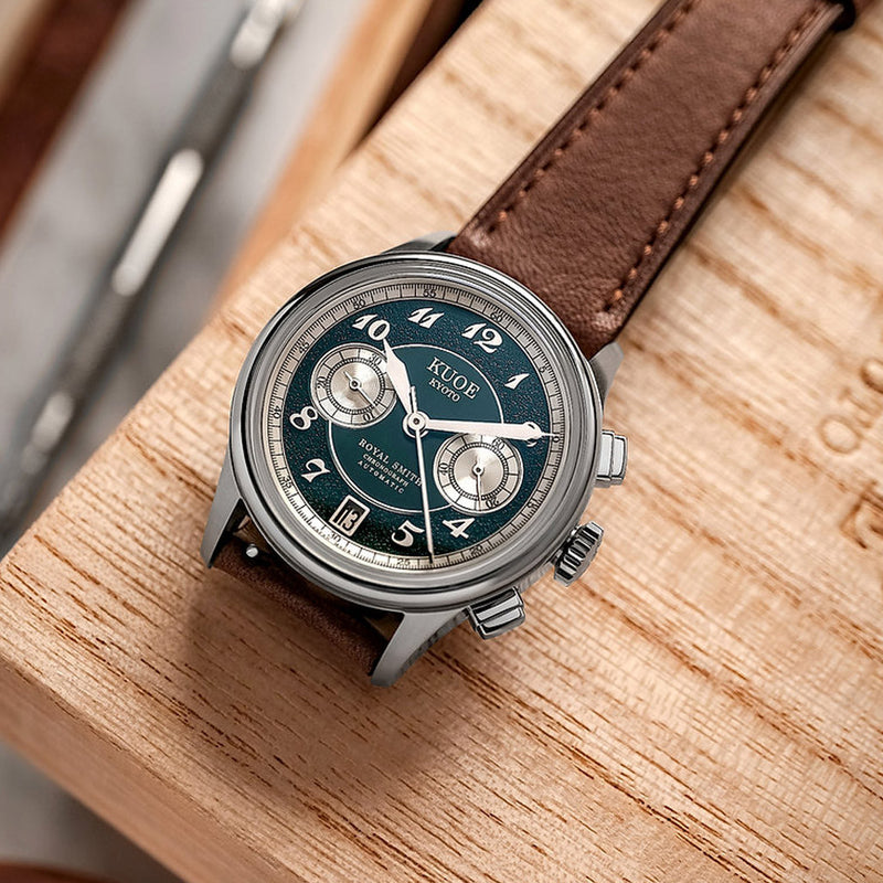 KUOE ROYAL SMITH 90-012 Automatic Chronograph with Green Dial #RS90012-GR-FLAT