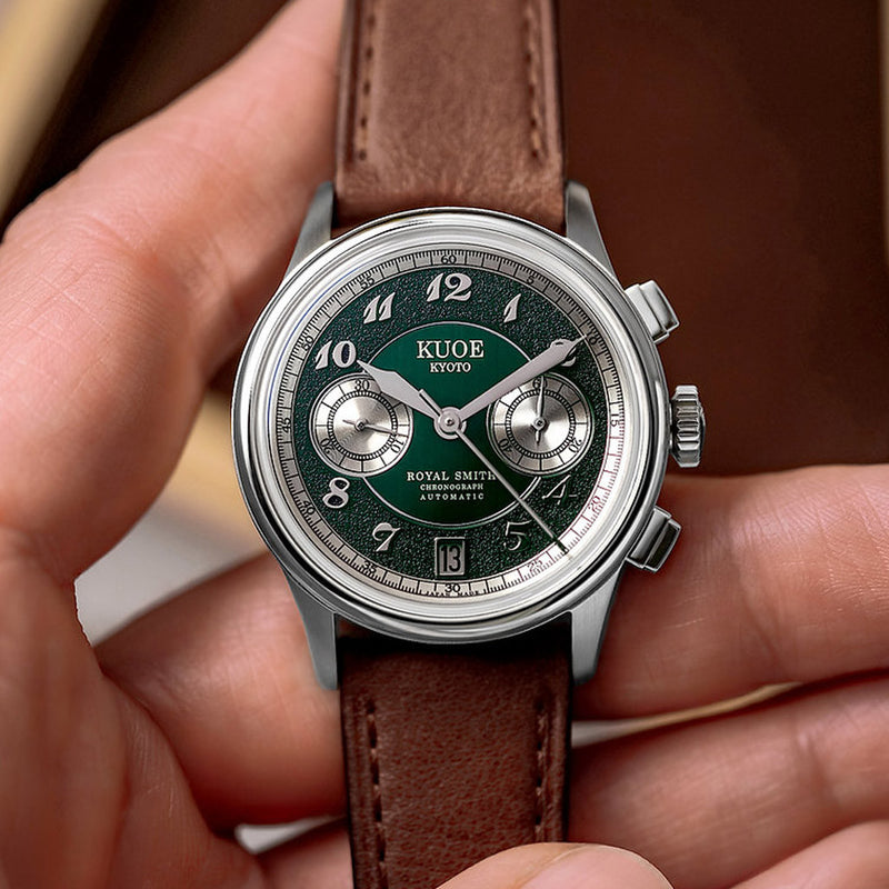 KUOE ROYAL SMITH 90-012 Automatic Chronograph with Green Dial #RS90012-GR-FLAT
