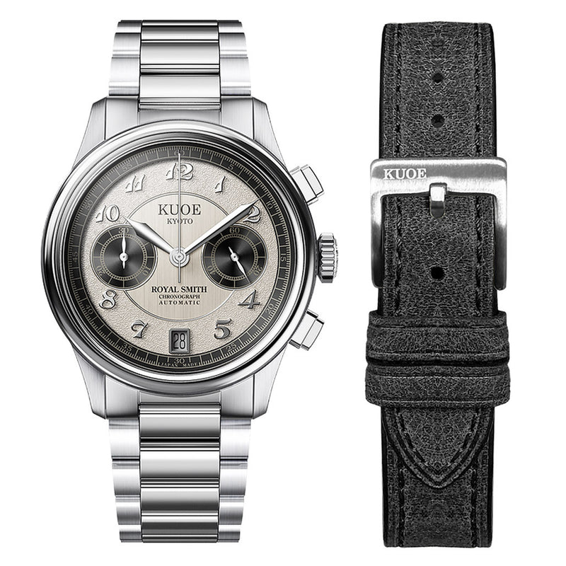 KUOE ROYAL SMITH 90-012 Automatic Chronograph with Panda Dial #RS90012-PA-FLAT