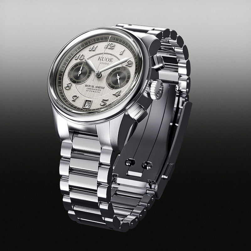 KUOE ROYAL SMITH 90-012 Automatic Chronograph with Panda Dial #RS90012-PA-FLAT