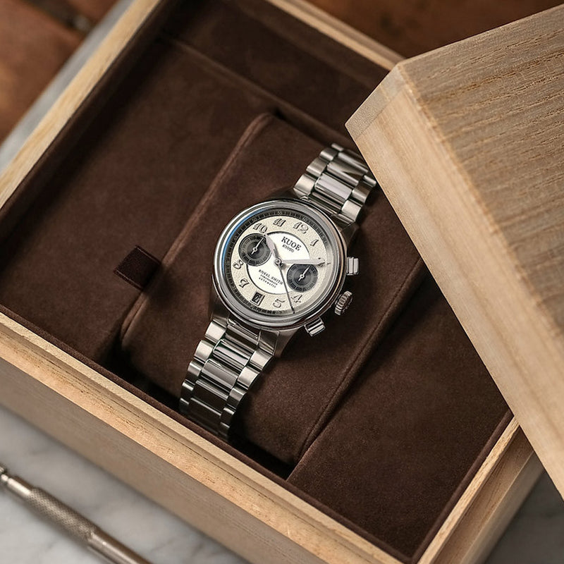 KUOE ROYAL SMITH 90-012 Automatic Chronograph with Panda Dial #RS90012-PA-FLAT