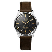 KUOE Royal Smith 90-006 Automatic 39mm Watch with Black Dial #RS9006C-SV-BK-IT-DBR-LARGE