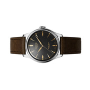 KUOE Royal Smith 90-006 Automatic 39mm Watch with Black Dial #RS9006C-SV-BK-IT-DBR-LARGE