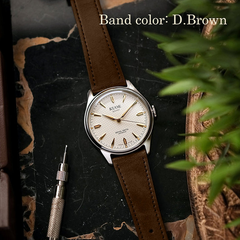 KUOE Royal Smith 90-006 Automatic 39mm Watch with Ivory Dial #RS9006C-SV-IV-IT-DBR-LARGE