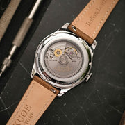 KUOE Royal Smith 90-006 Automatic 39mm Watch with Ivory Dial #RS9006C-SV-IV-IT-DBR-LARGE