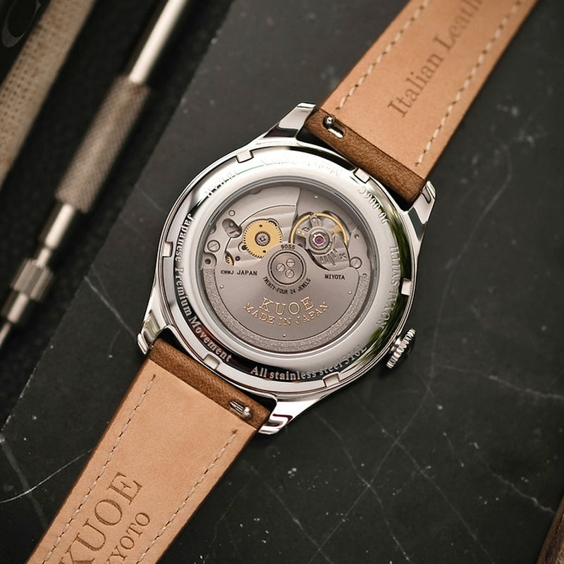 KUOE Royal Smith 90-006 Automatic 39mm Watch with Ivory Dial #RS9006C-SV-IV-IT-DBR-LARGE