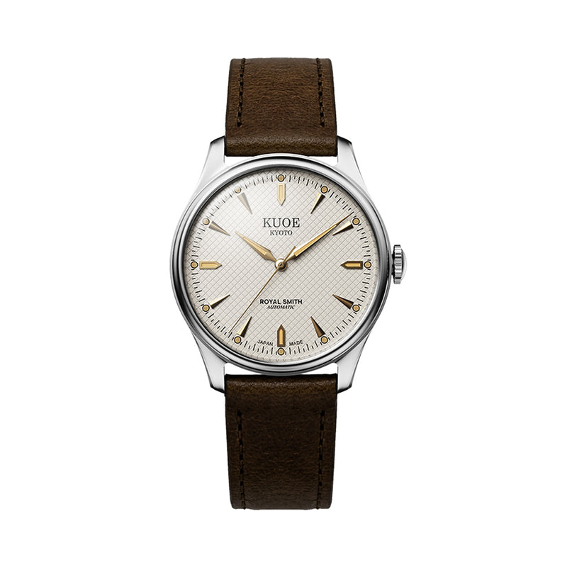 KUOE Royal Smith 90-006 Automatic 39mm Watch with Ivory Dial #RS9006C-SV-IV-IT-DBR-LARGE
