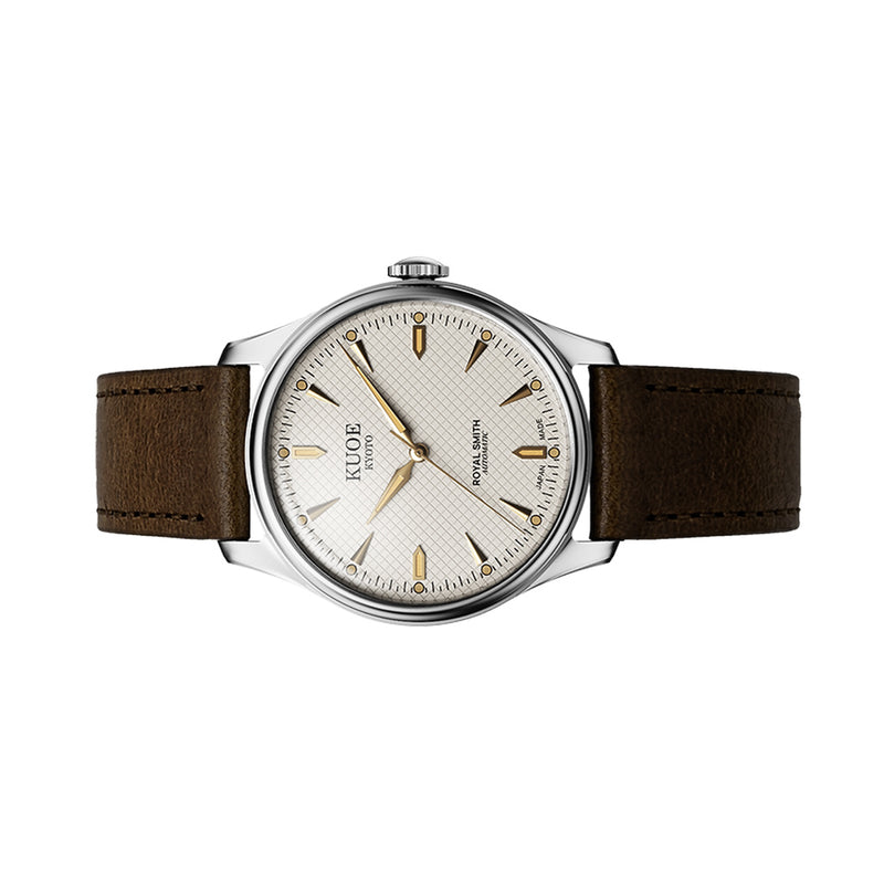 KUOE Royal Smith 90-006 Automatic 39mm Watch with Ivory Dial #RS9006C-SV-IV-IT-DBR-LARGE