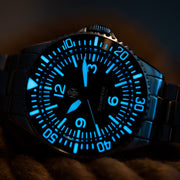 NTH Scorpene Black Hi-Beat Automatic Dive Watch without Date #WW-NTH-SCKN lume