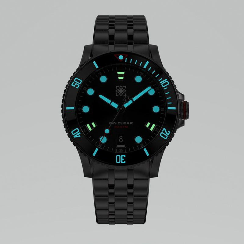 Second Hour Gin Clear Mk2 Watch with Sunburst Black Dial #SEC-HOU-01