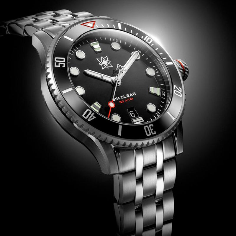 Second Hour Gin Clear Mk2 Watch with Sunburst Black Dial #SEC-HOU-01