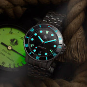 Second Hour Gin Clear Mk2 Watch with Sunburst Black Dial #SEC-HOU-01