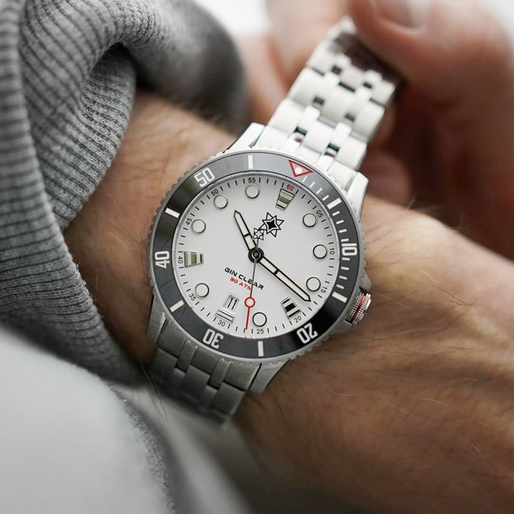 Second Hour Gin Clear Mk2 Watch with Arctic White Dial #SEC-HOU-02
