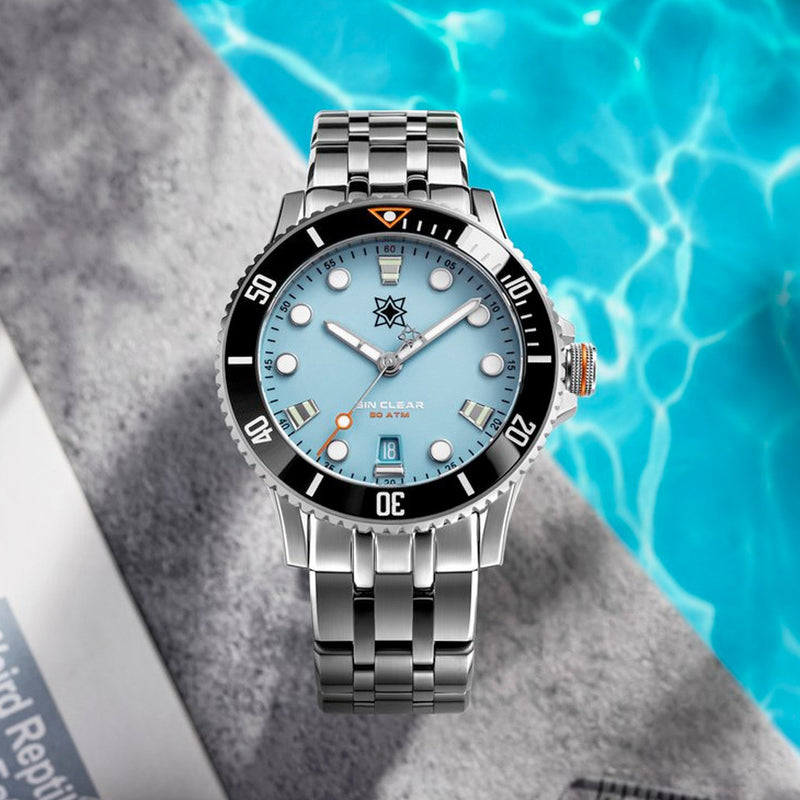 Second Hour Gin Clear Mk2 Watch with Pastel Blue Dial #SEC-HOU-04