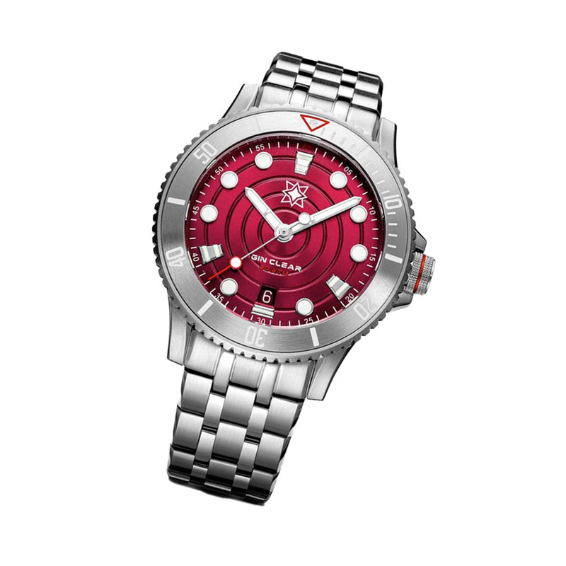 Second Hour Gin Clear Mk2 Ripple Watch with Red Dial #SEC-HOU-05