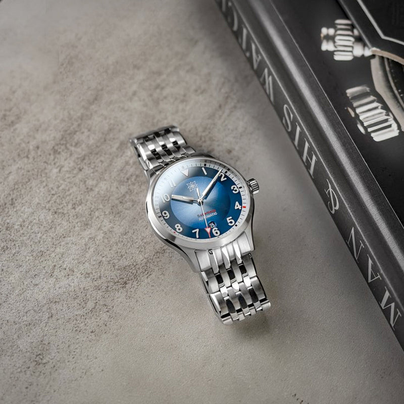Second Hour Sattelberg Mk2 Watch with Blue Dial #SEC-HOU-07