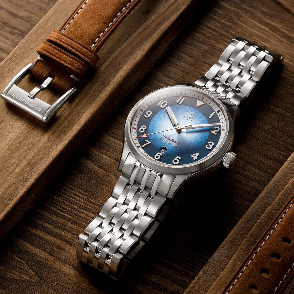 Second Hour Sattelberg Mk2 Watch with Blue Dial #SEC-HOU-07 — Long