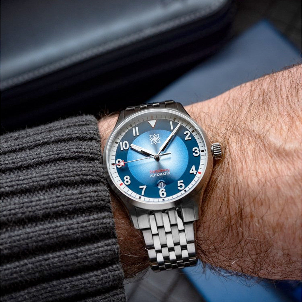Second Hour Sattelberg Mk2 Watch with Blue Dial #SEC-HOU-07 — Long