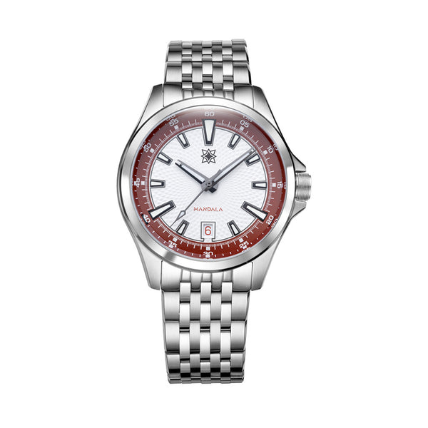 Second Hour Mandala Mk3 Watch with White and Red Dial #SEC-HOU-16