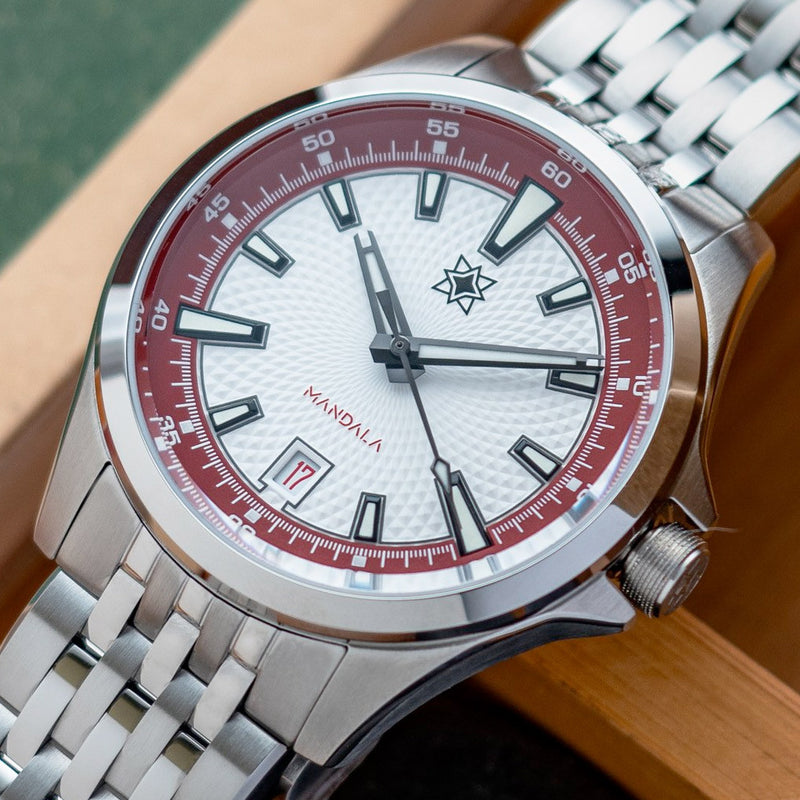 Second Hour Mandala Mk3 Watch with White and Red Dial #SEC-HOU-16