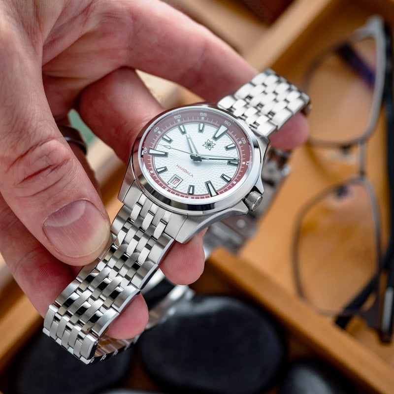 Second Hour Mandala Mk3 Watch with White and Red Dial #SEC-HOU-16