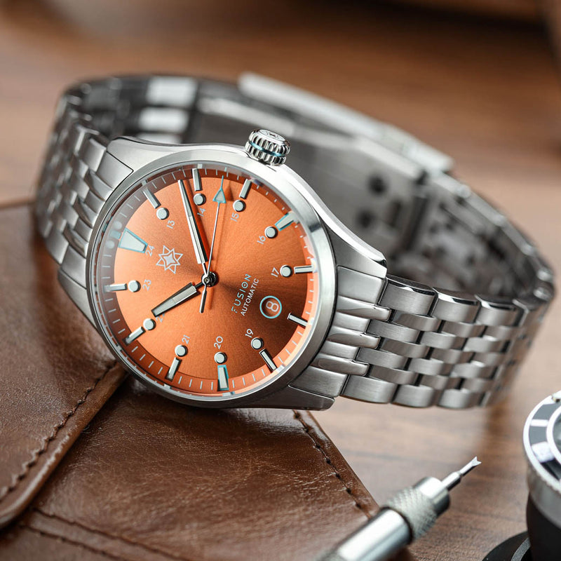 Second Hour Fusion Mk1 Watch with Orange Dial #SEC-HOU-18