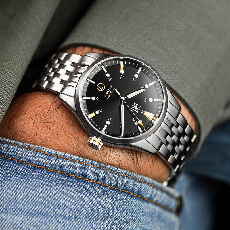 Second Hour Fusion Mk1 Watch with Black Dial #SEC-HOU-19