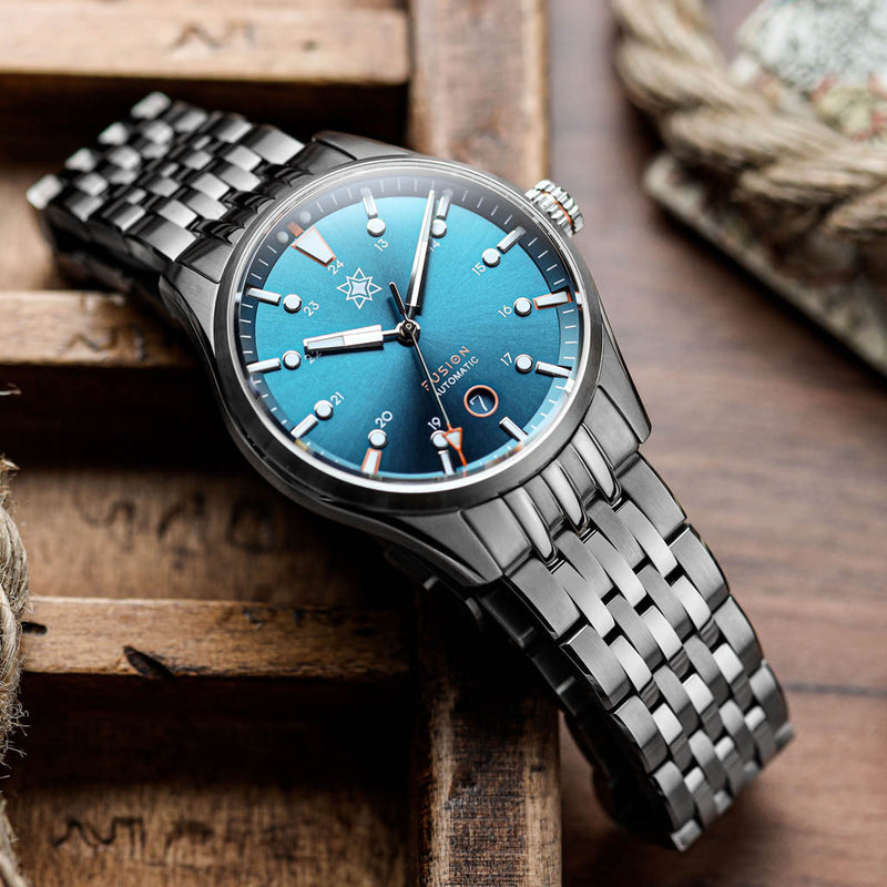 Second Hour Fusion Mk1 Watch with Petrol Dial #SEC-HOU-22