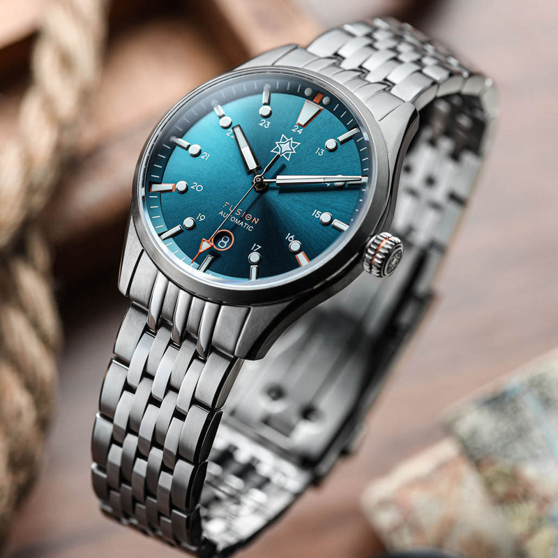 Second Hour Fusion Mk1 Watch with Petrol Dial #SEC-HOU-22