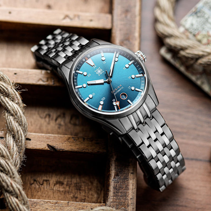 Second Hour Fusion Mk1 Watch with Denim Fire Dial #SEC-HOU-27