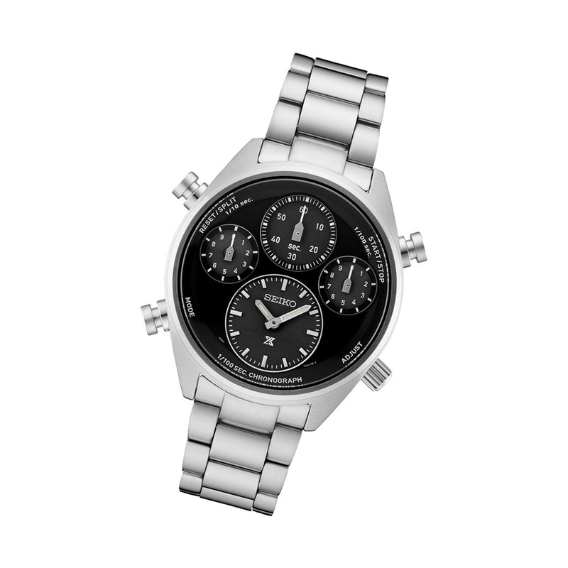 Seiko Prospex Speedtimer Solar 1/100 second Chronograph with Black Dial #SFJ003