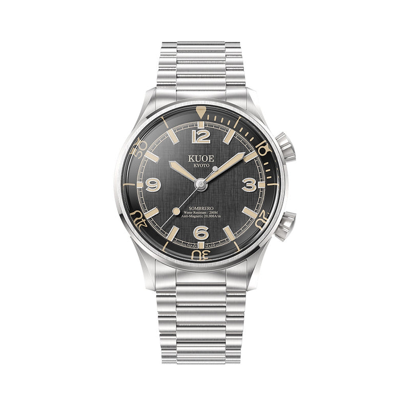 KUOE Sombrero 90-011 Black Linen Textured Dial Watch #SM90011-BK-FLAT