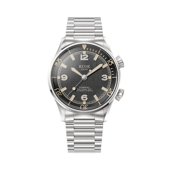 KUOE Sombrero 90-011 Black Linen Textured Dial Watch #SM90011-BK-FLAT