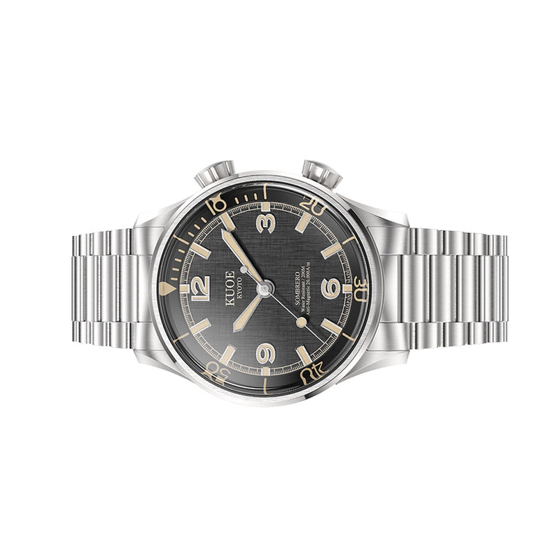 KUOE Sombrero 90-011 Black Linen Textured Dial Watch #SM90011-BK-FLAT