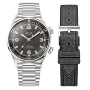 KUOE Sombrero 90-011 Black Linen Textured Dial Watch #SM90011-BK-FLAT