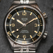 KUOE Sombrero 90-011 Black Linen Textured Dial Watch #SM90011-BK-JUB