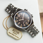 KUOE Sombrero 90-011 Black Linen Textured Dial Watch #SM90011-BK-JUB