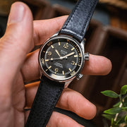 KUOE Sombrero 90-011 Black Linen Textured Dial Watch #SM90011-BK-JUB