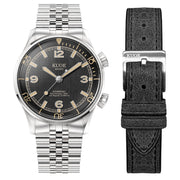 KUOE Sombrero 90-011 Black Linen Textured Dial Watch #SM90011-BK-JUB