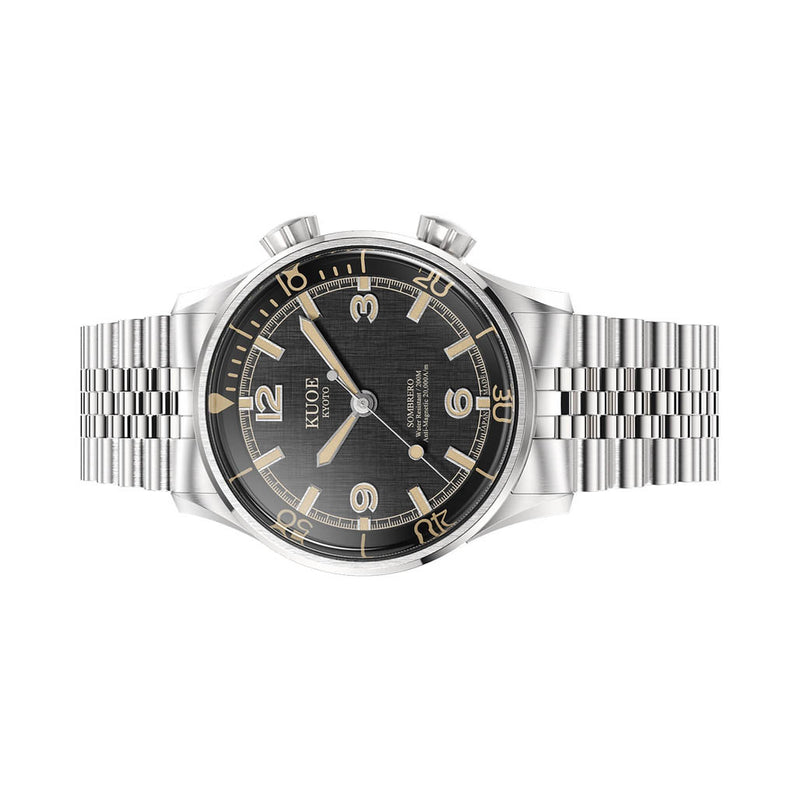 KUOE Sombrero 90-011 Black Linen Textured Dial Watch #SM90011-BK-JUB
