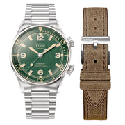 KUOE Sombrero 90-011 Green Linen Textured Dial Watch #SM90011-GR-FLAT