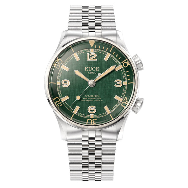 KUOE Sombrero 90-011 Green Linen Textured Dial Watch #SM90011-GR-JUB