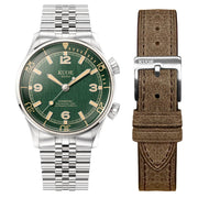 KUOE Sombrero 90-011 Green Linen Textured Dial Watch #SM90011-GR-JUB