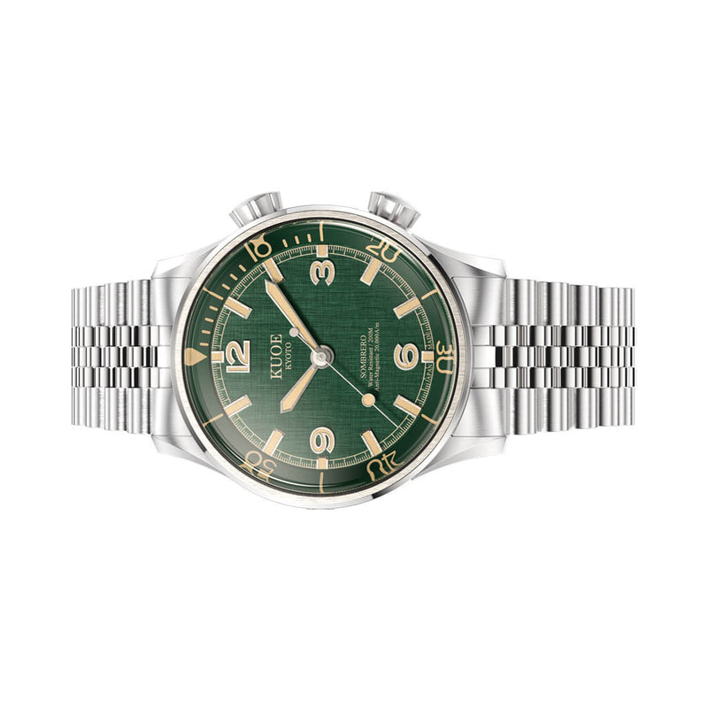 KUOE Sombrero 90-011 Green Linen Textured Dial Watch #SM90011-GR-JUB