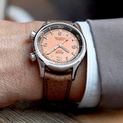 KUOE Sombrero 90-011 Salmon Linen Textured Dial Watch #SM90011-SAL-JUB