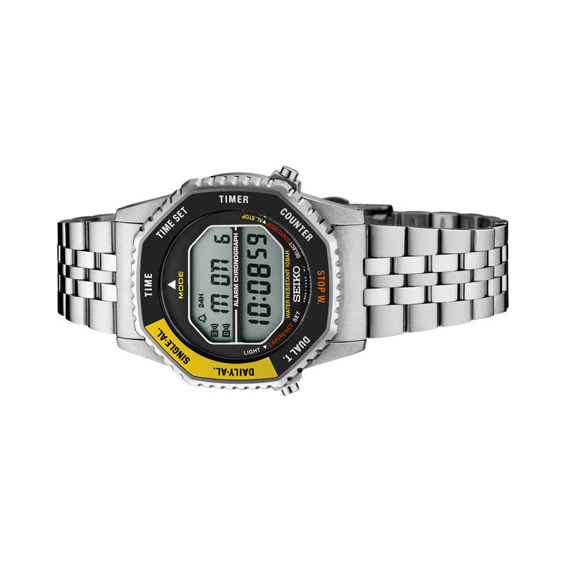 Seiko Rotocall Retro Digital Watch with Yellow Accents #SMGG17