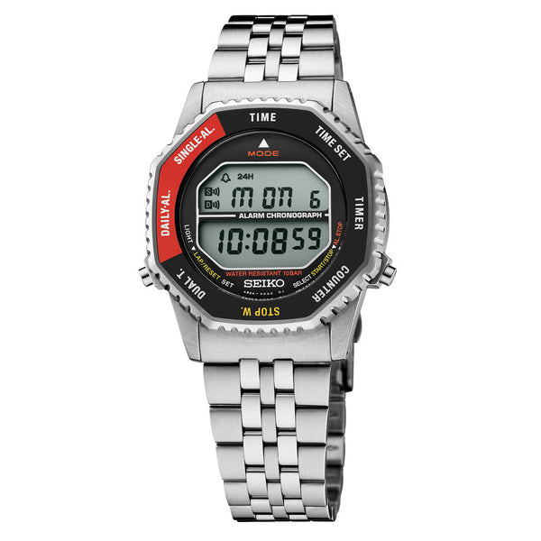Seiko Rotocall Retro Digital Watch with Red Accents #SMGG19 — Long
