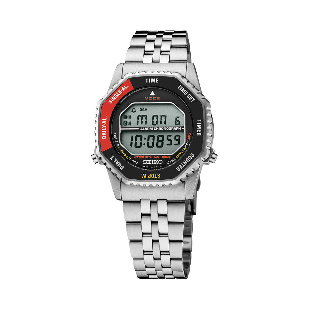 Rio de Carnival オリジナルRio    回空時計タイプ Seiko Rotocall Retro Digital Watch with Red Accents #SMGG19 — Long